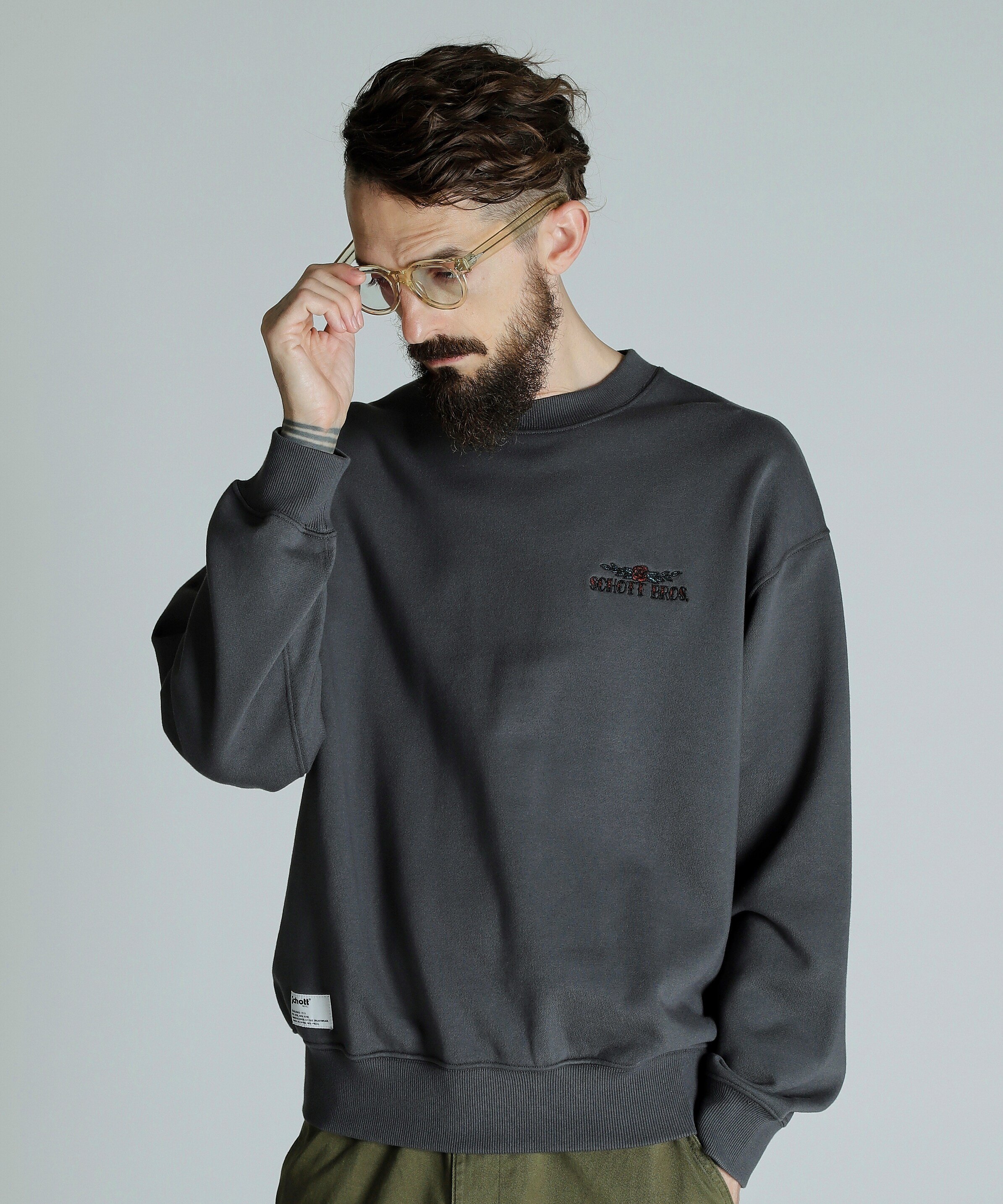 Schott｜CREW SWEAT SHAKE HAND DRAGON/クルースウェット シェイク