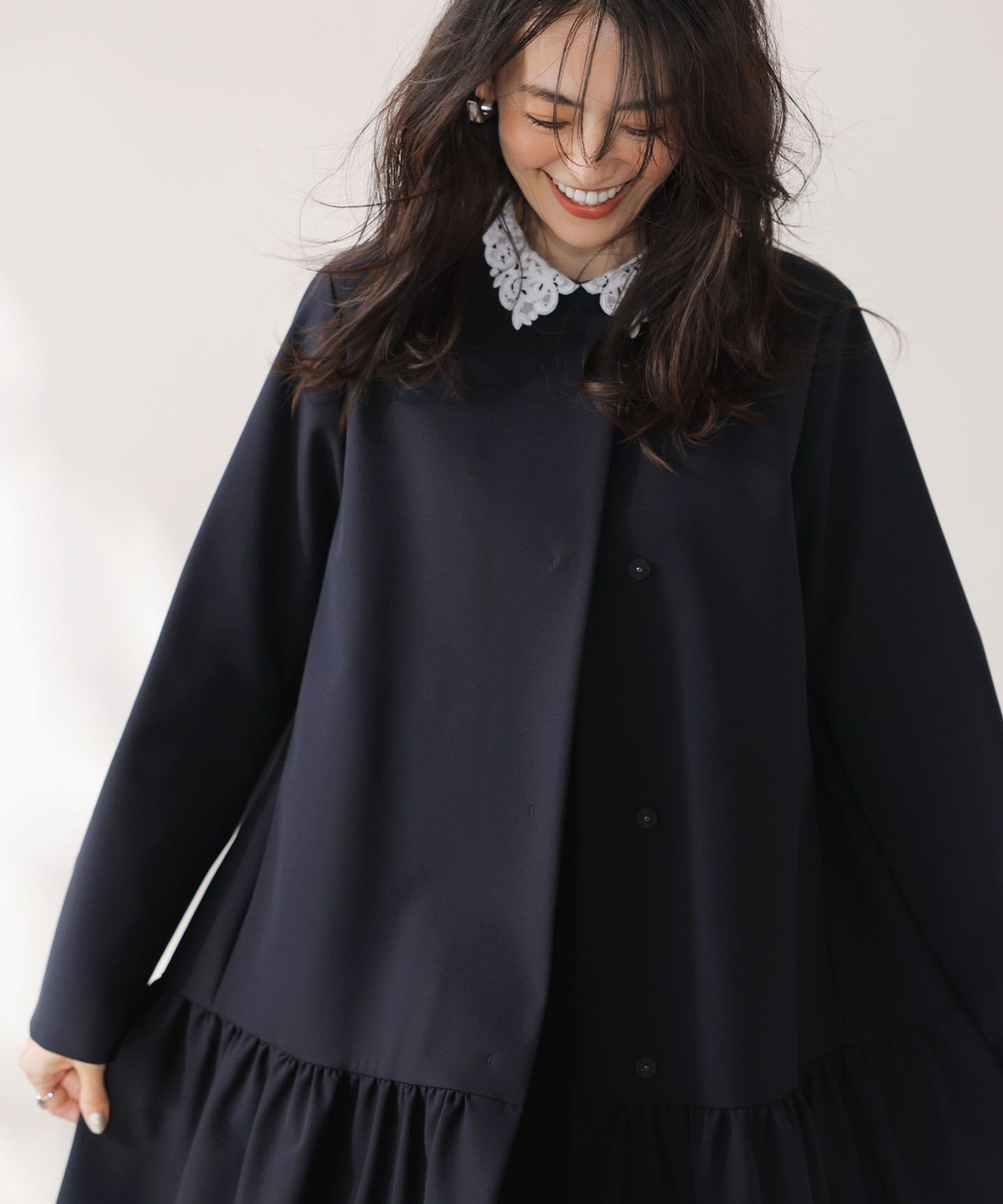 組曲 130cm 黒 ウールコート ダブルボタン 組曲 130cm 黒 ウールコート