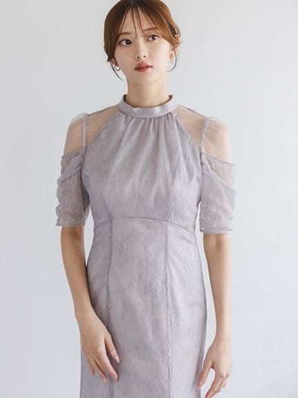 SNIDEL｜シアーショルダーレースドレス | Rakuten Fashion(楽天