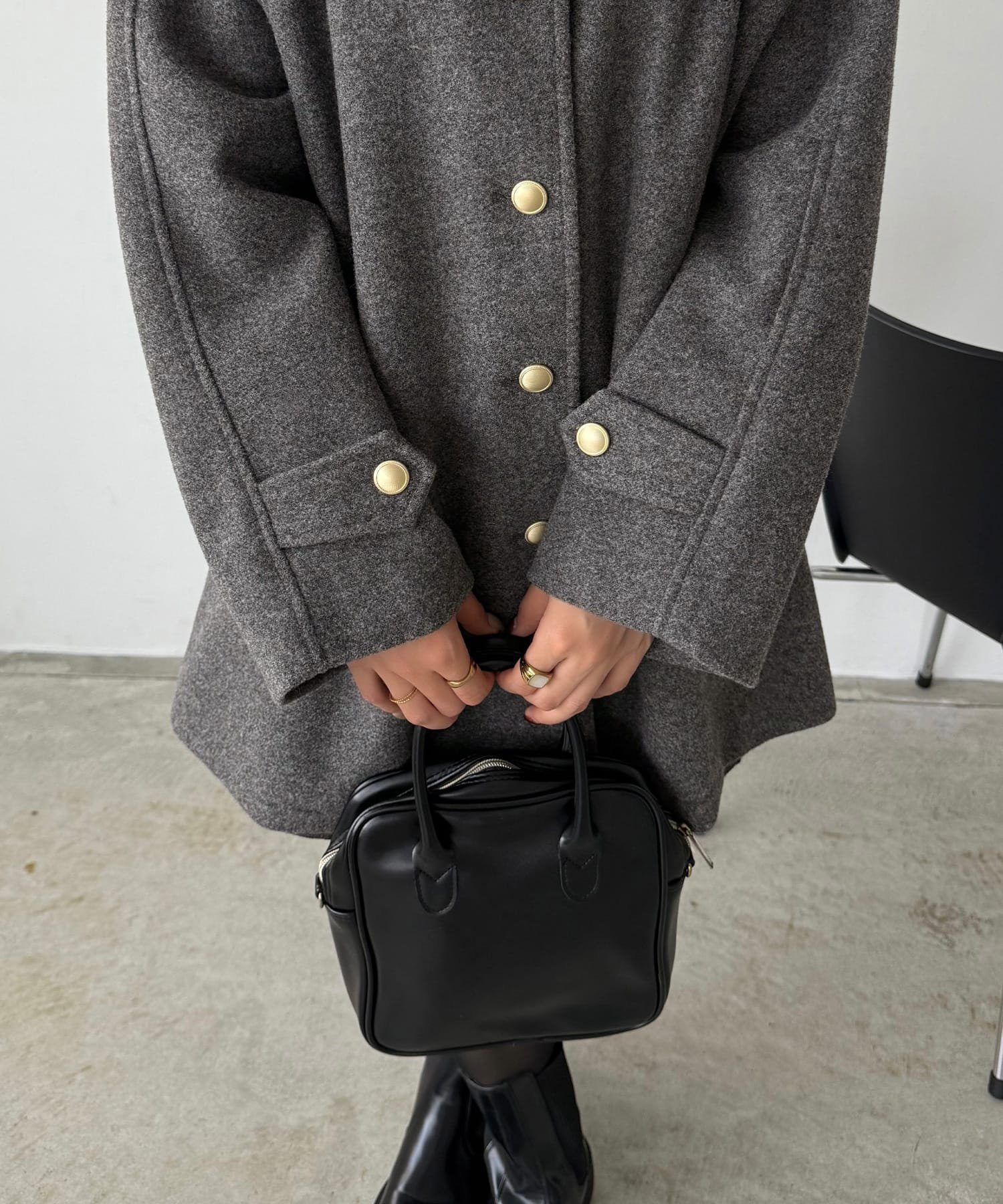 JUNOAH｜callautia ゴールドボタンミドルコート | Rakuten Fashion