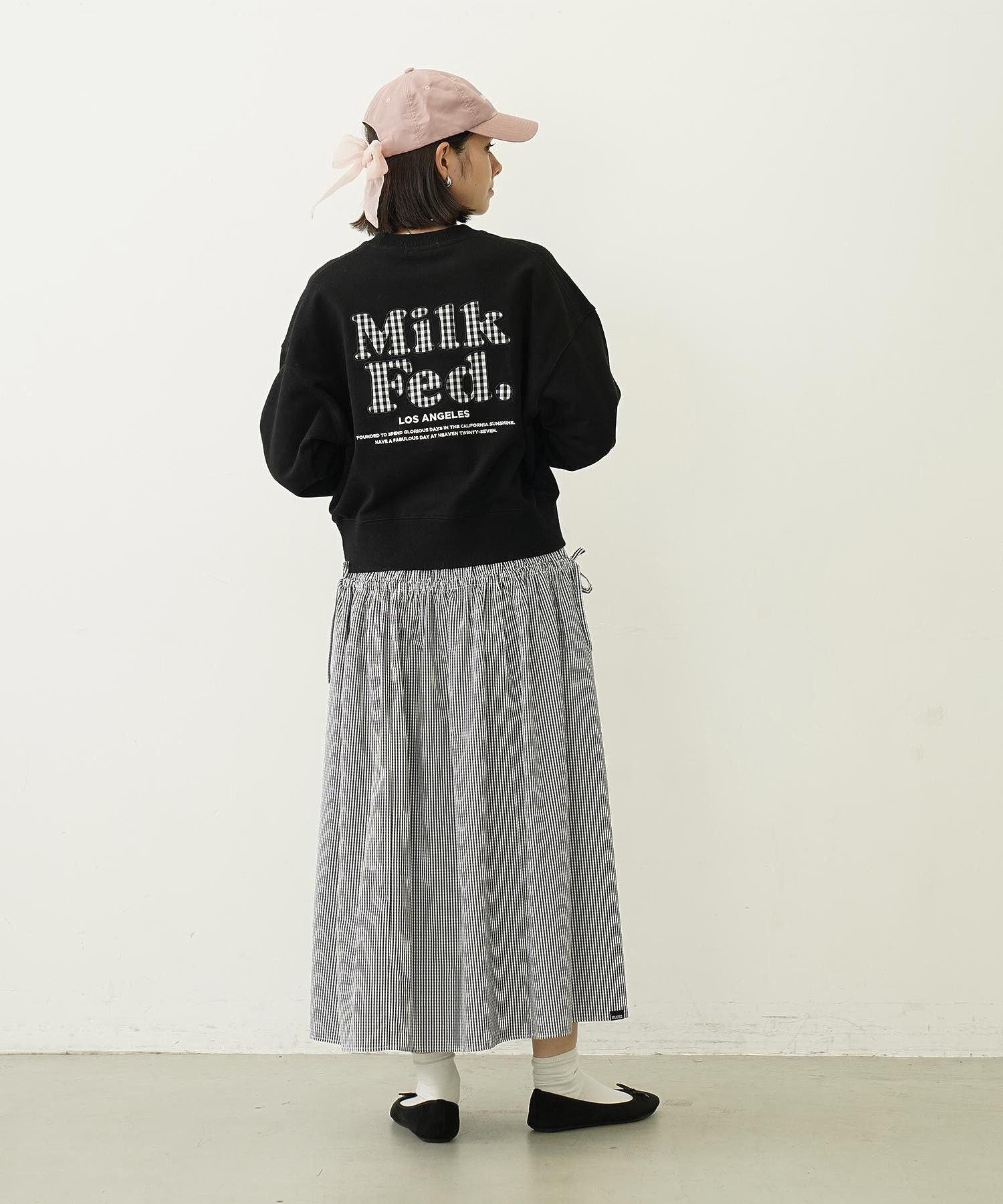 MILKFED.｜GINGHAM LOGO SHORT SWEAT TOP | Rakuten Fashion(楽天