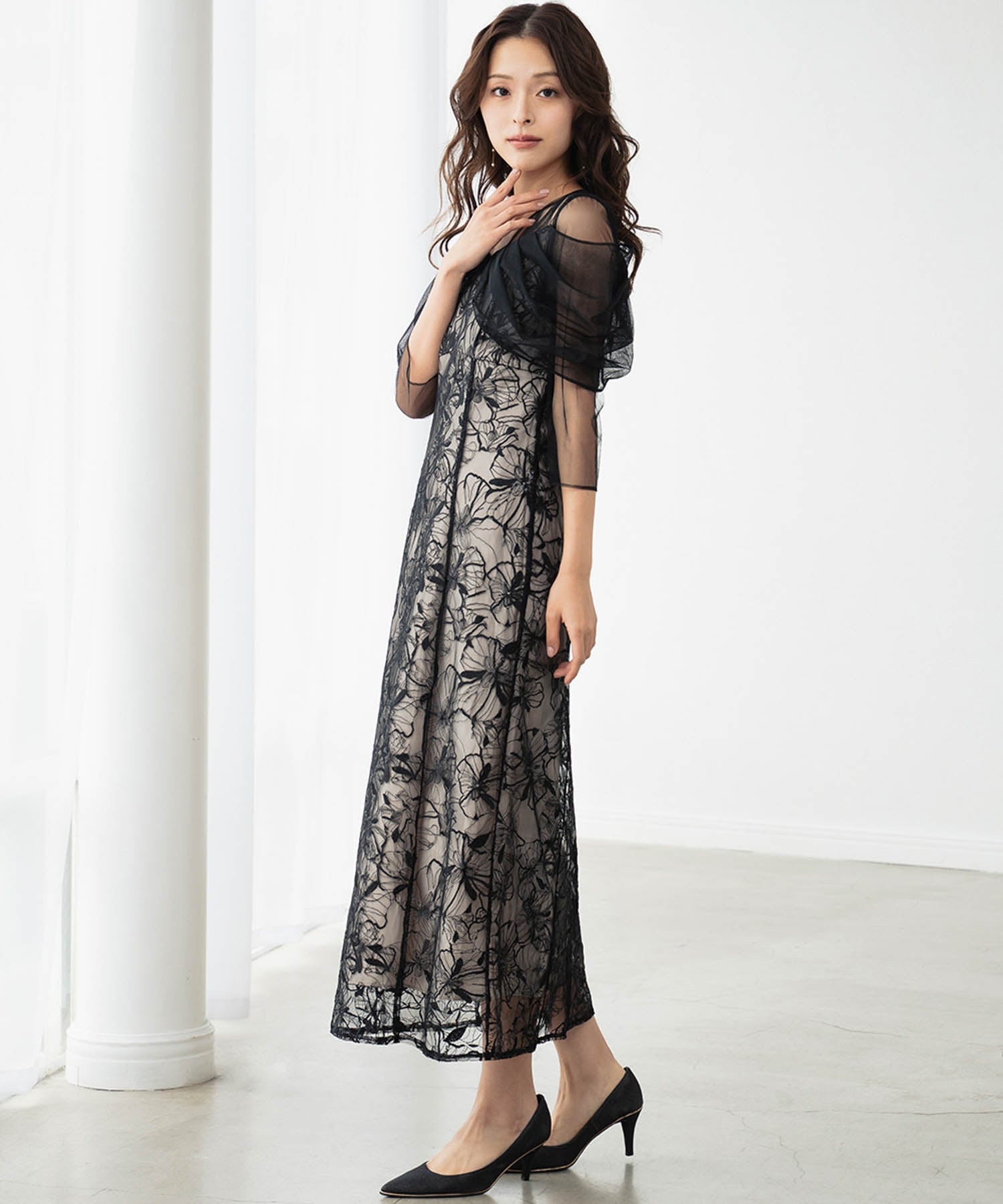 GIRL｜チュールドレープスパンコール 結婚式 ワンピース パーティー