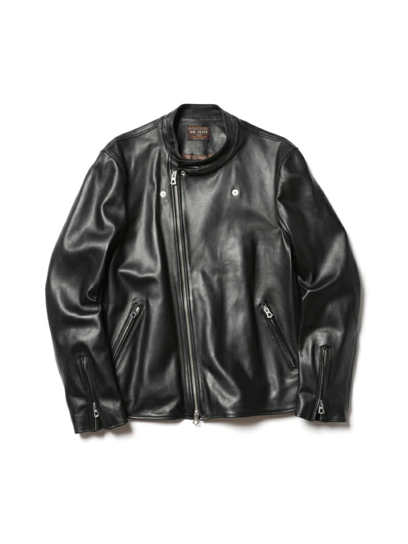 ミスターオリーブ シングルライダースジャケット ソフトレザー 羊革