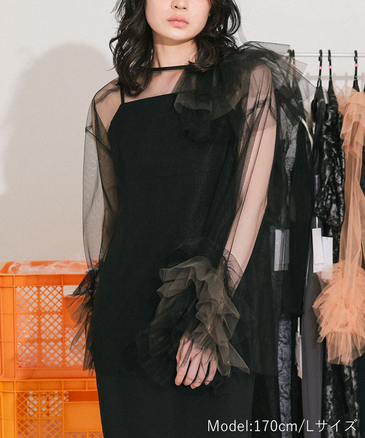 アンドレスド ブルーミングチュールドレス S ブラック andresd