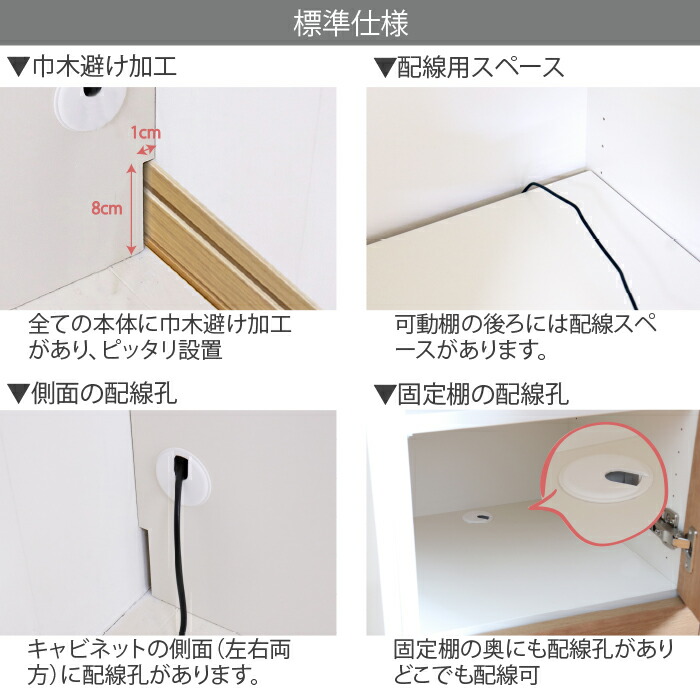 楽天市場】すえ木工 壁面収納 食器棚 つっぱり オーダー 扉付き テレビ