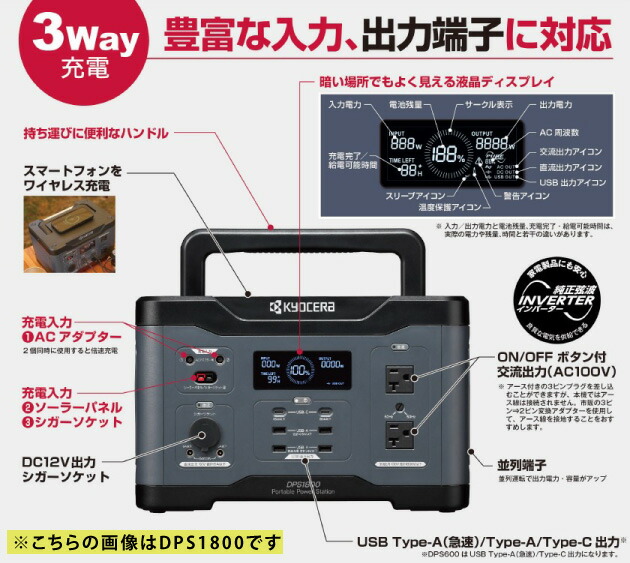 楽天市場】京セラ ポータブル電源【DPS600】ソーラーパネル（PSP100