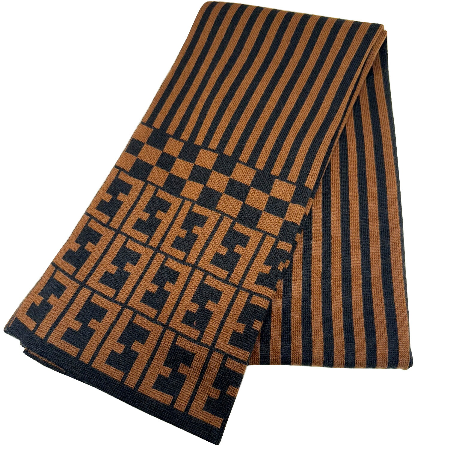 FENDI ストライプ FFロゴ マフラー