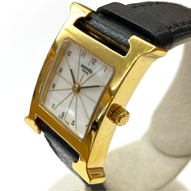 楽天市場】【中古】HERMES エルメス Hウォッチ クォーツ ゴールド 革