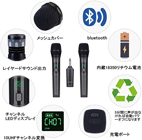 楽天市場】Kithouse K380Aワイヤレスマイク Bluetoothカラオケマイク 2