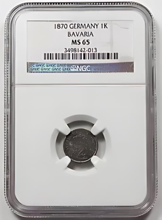楽天市場】1870 ドイツ連邦共和国 1 クロイツァー銀貨 NGC MS65 ドイツ