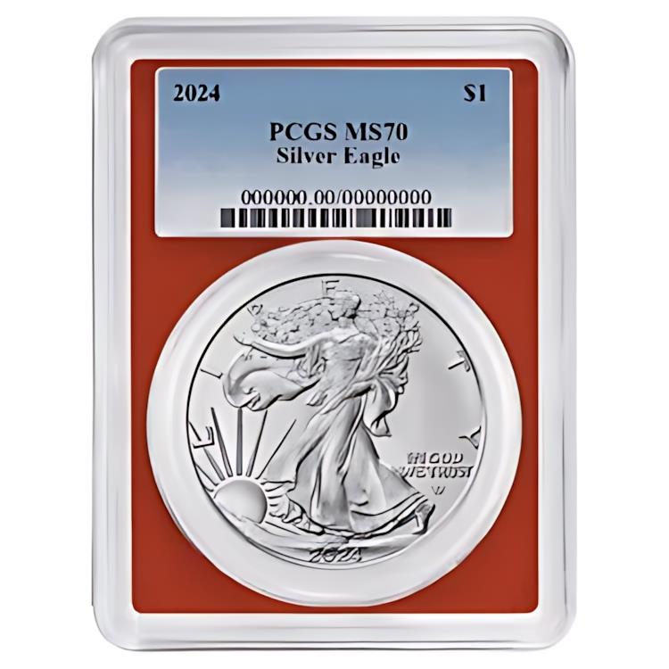 2024 $1 アメリカン シルバー イーグル 3 本セット PCGS MS70 ブルー