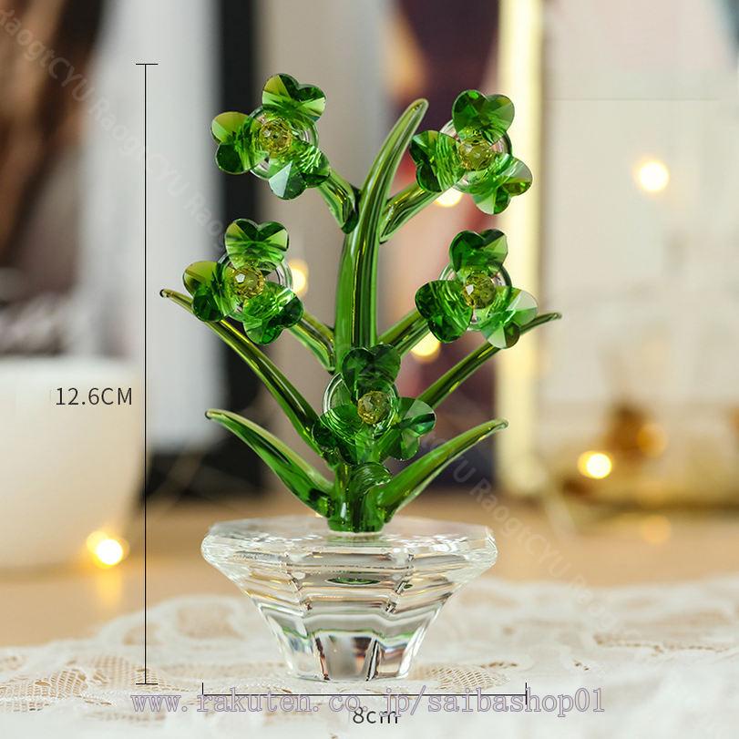 緑色カットクリスタルガラス八角形ボウル 生花用でも飾り用にでも。