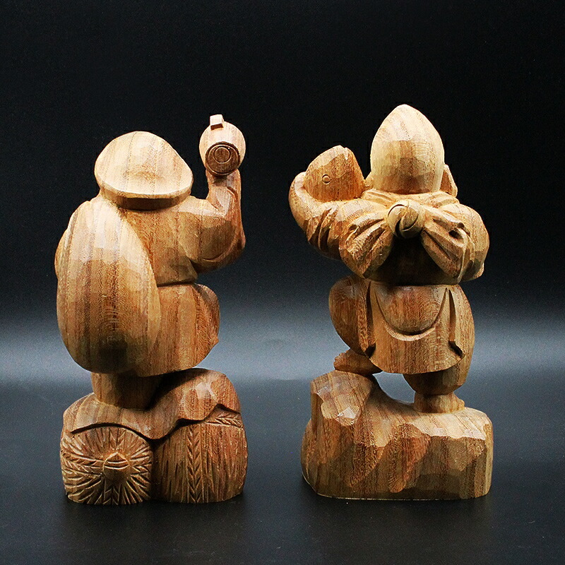 楽天市場】天然 欅木彫り（ ケヤキ ）踊り 大黒天 恵比寿 像 金運 上昇