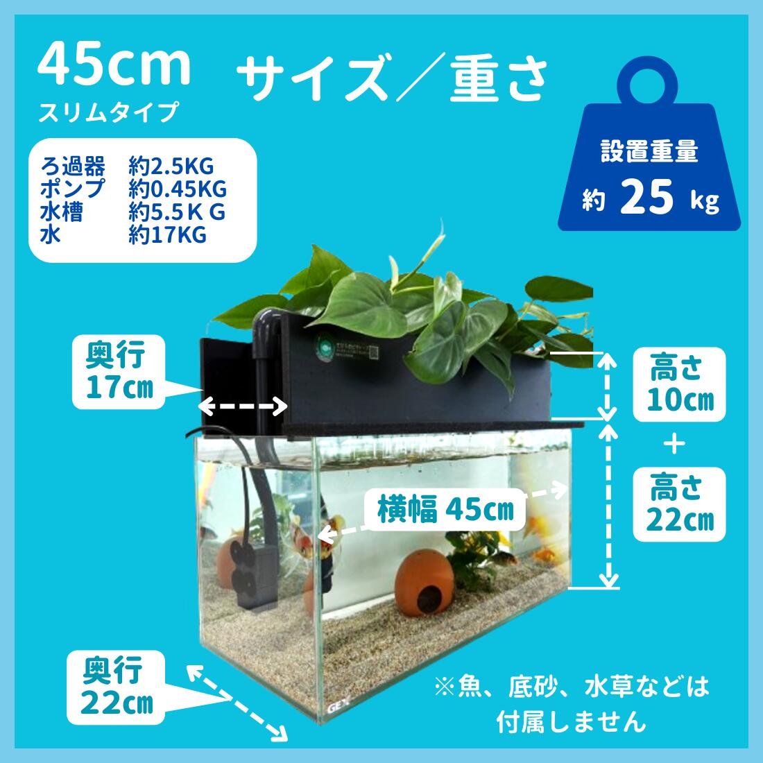西条庭園 せせらぎビオトープ 45cmフチなし水槽用 本体のみ 楽天市場