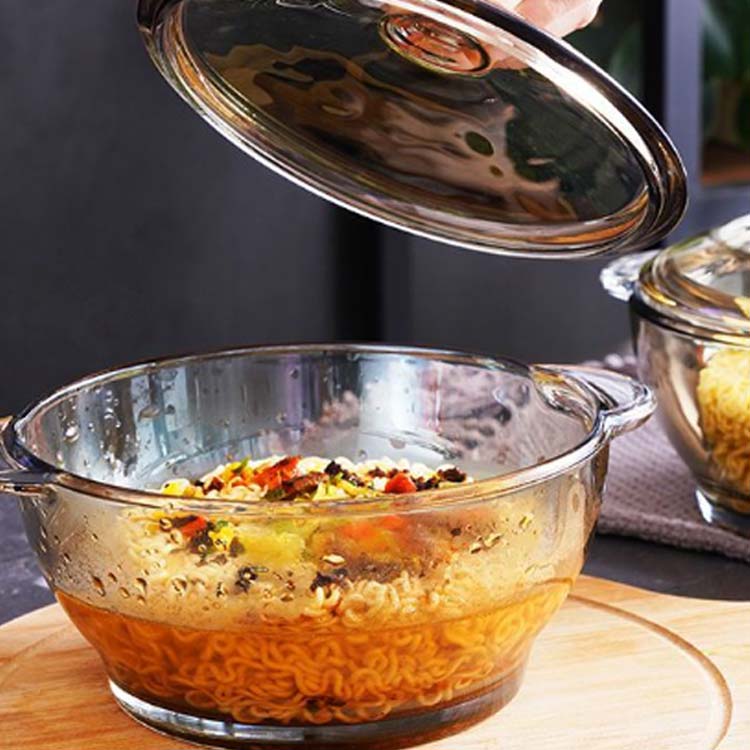 楽天市場】3個セット 耐熱 ガラス ボウル 取っ手付き 両手鍋 蓋付き