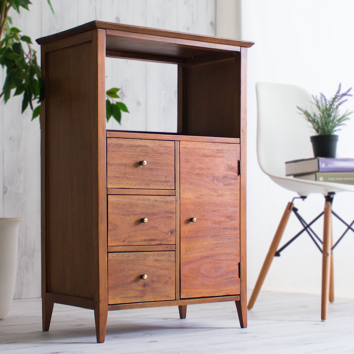 HIKARI アンティーク調 サイドキャビネット サイドチェスト 電話台