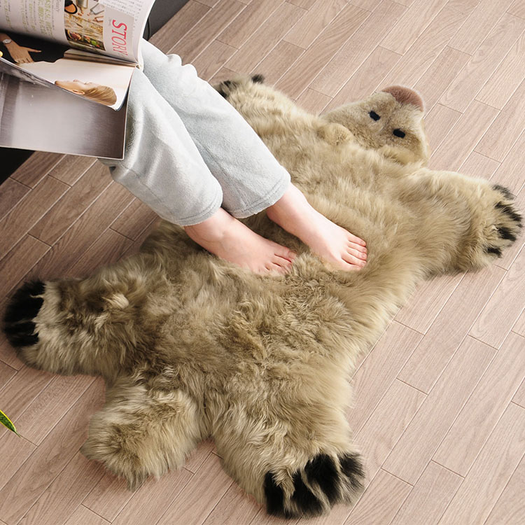 楽天市場】【10%offクーポン】ムートン クマ ラグ マット しろくま 白