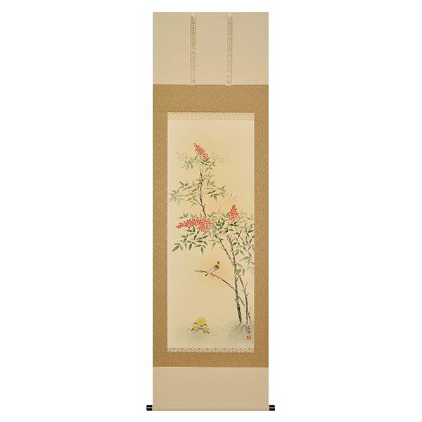 掛け軸 雪華 南天福寿 絹本 希少 軸装 茶道具 掛軸 美品 です。 掛け軸