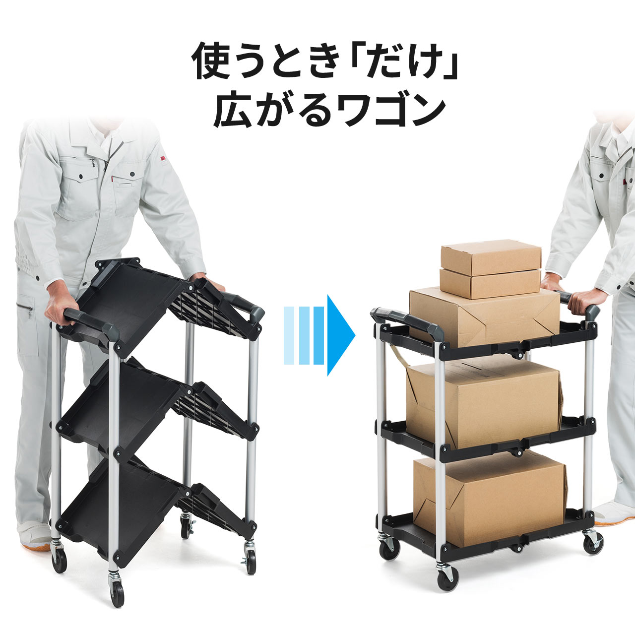 楽天市場】【2台セット】折りたたみツールワゴン キャスター付き 軽量