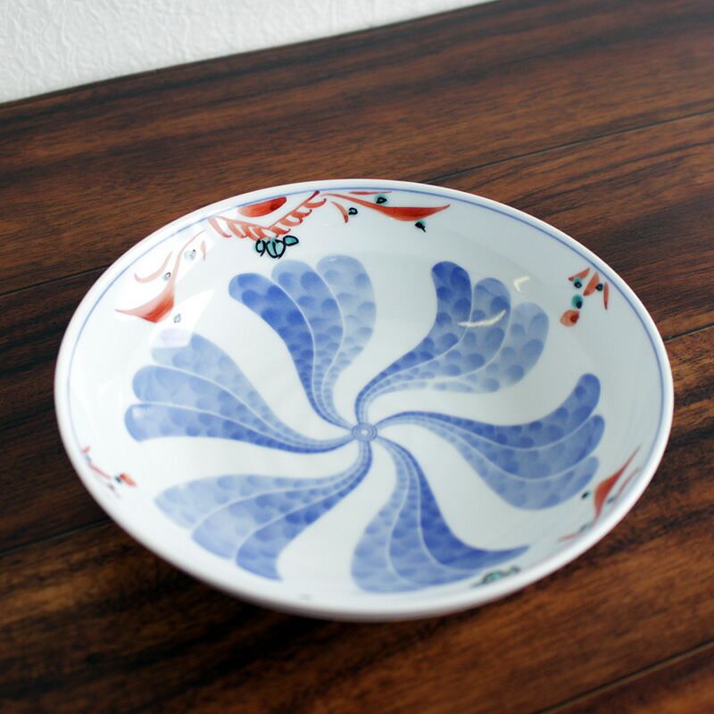 時代 永楽 呉須 赤絵 深皿 福紋 12客 アンティーク MOR70627 時代 永楽