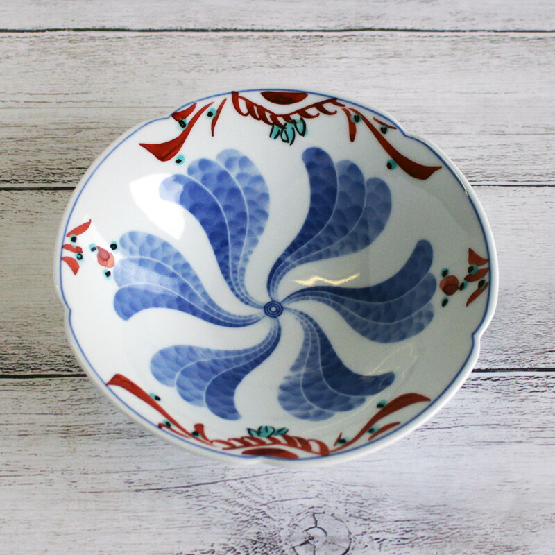 皿□南京呉須 平鉢 染付け花鳥紋 鱗紋 窓花絵 砂高台 青華古玩唐物