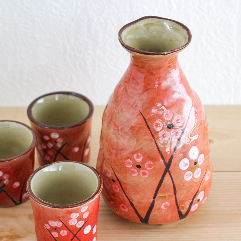 楽天市場】【アウトレット】茶線 梅柄 太目徳利 & お猪口 4個セット