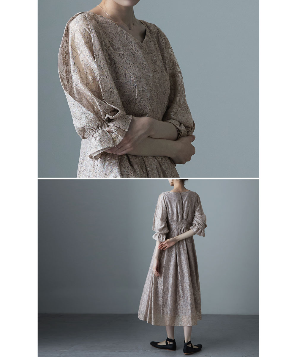 楽天市場】ヴィンテージレースボリューム袖フレアドレス ワンピ