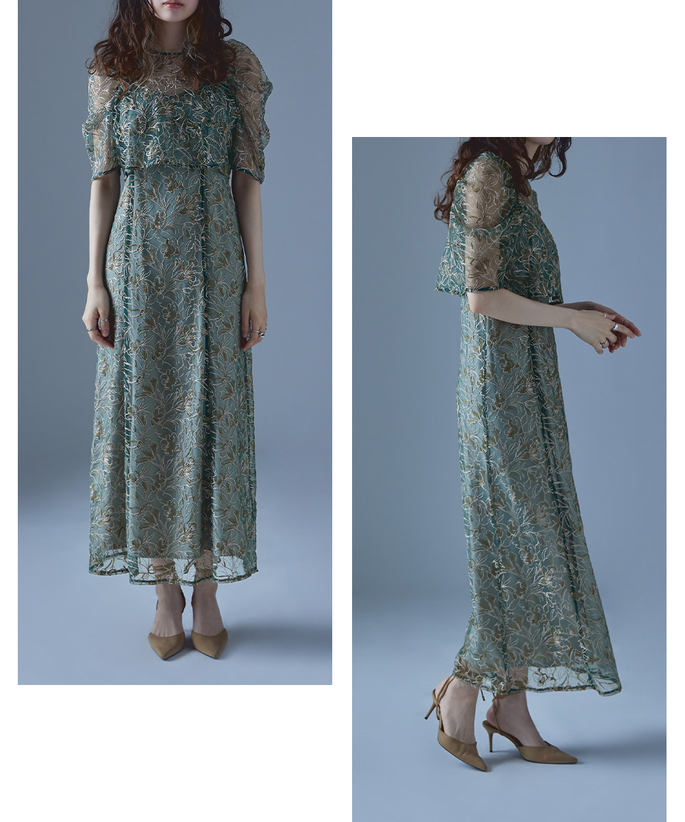 楽天市場】刺繍レースレイヤードドレス ワンピース ワンピ ドレス 五分