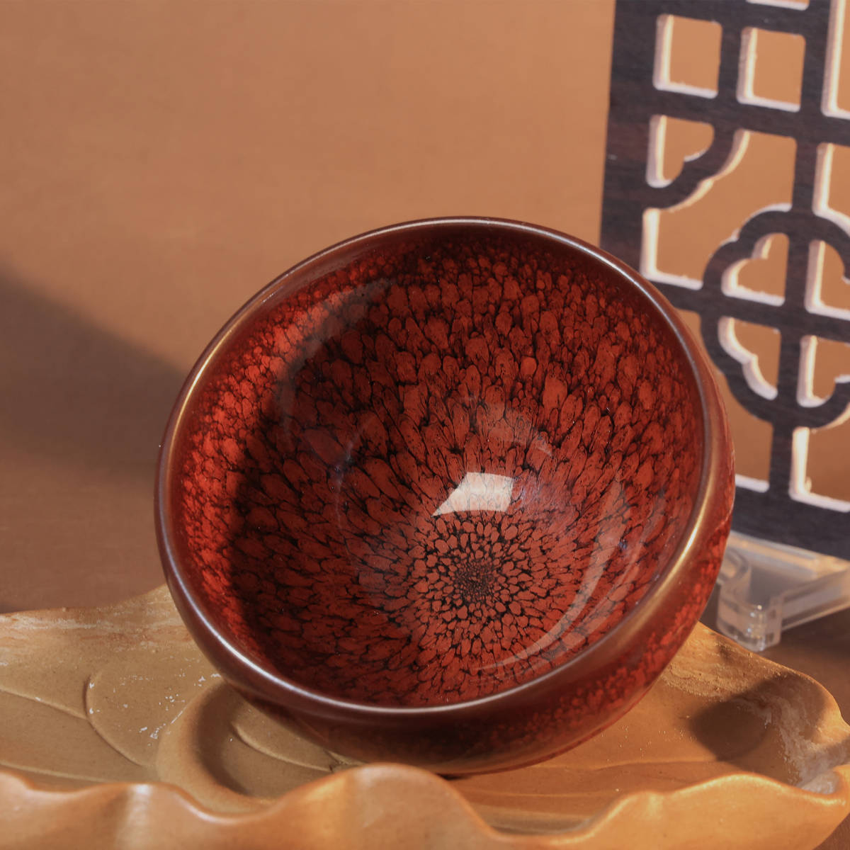 中国古美術・宋建窯風・曜変七彩天目茶碗・抹茶碗・茶道・茶碗・油