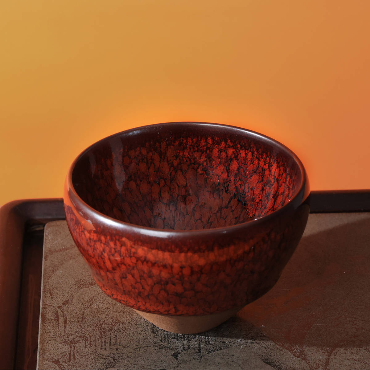 天目茶碗 赤茶 抹茶碗 茶道具 お碗 飴釉 陶器 器 茶器 茶道 作家不明