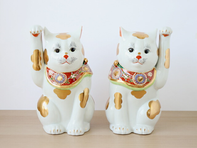 楽天市場】【在庫限りで終了です！】九谷焼 10号 招き猫 金ブチ ( 右手