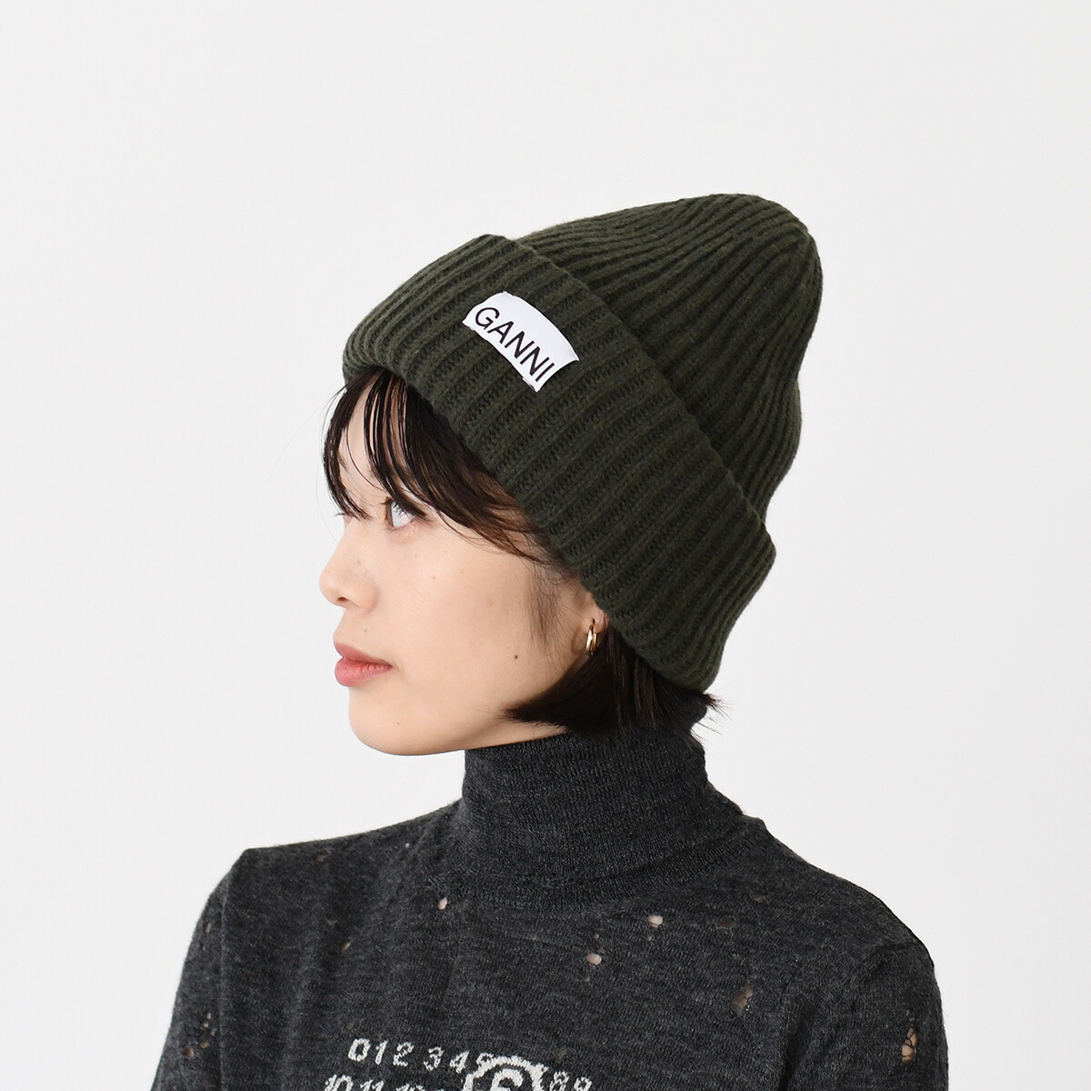 楽天市場】【P10倍対象】GANNI ガニー ニット帽 帽子 ロゴ リブ