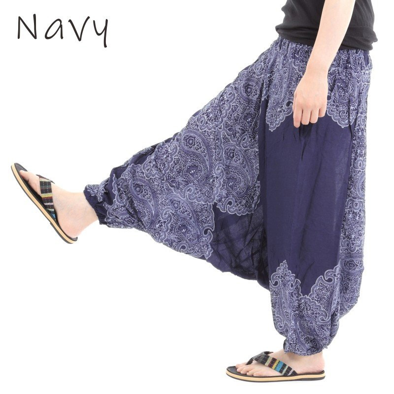 YANTOR ペイズリー柄 ダークブルー サルエルパンツ YANTOR（ヤントル