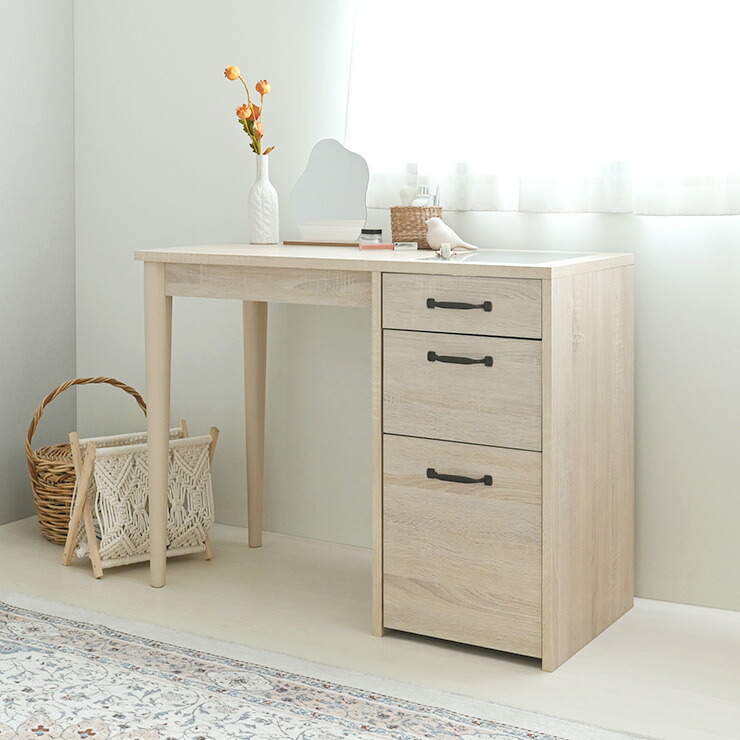 木製デスク 引き出しにハート型切り抜き 木製デスク 引き出しにハート