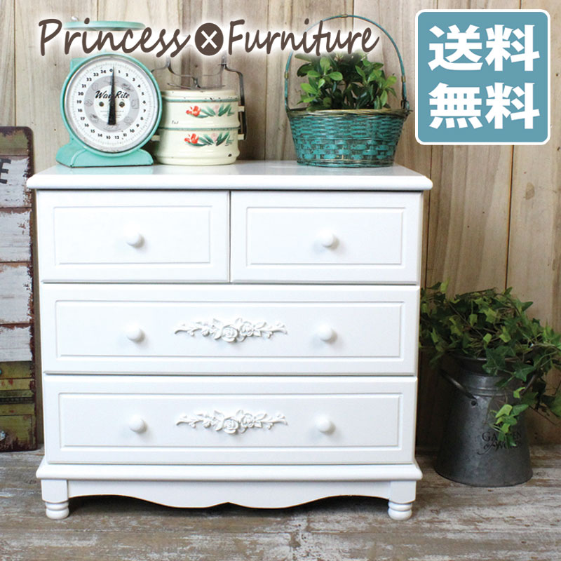 すずみ シャビー仕上げ アンティーク調 6段チェスト 完成品！ ハート