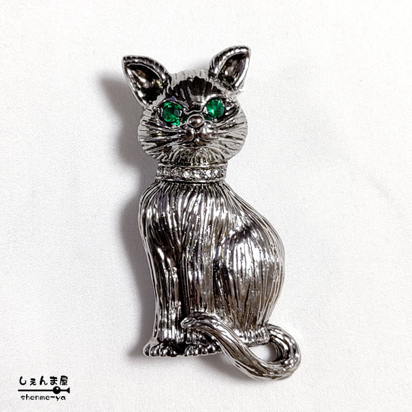 楽天市場】アンティーク調 アンティークシルバーの猫ちゃんブローチ