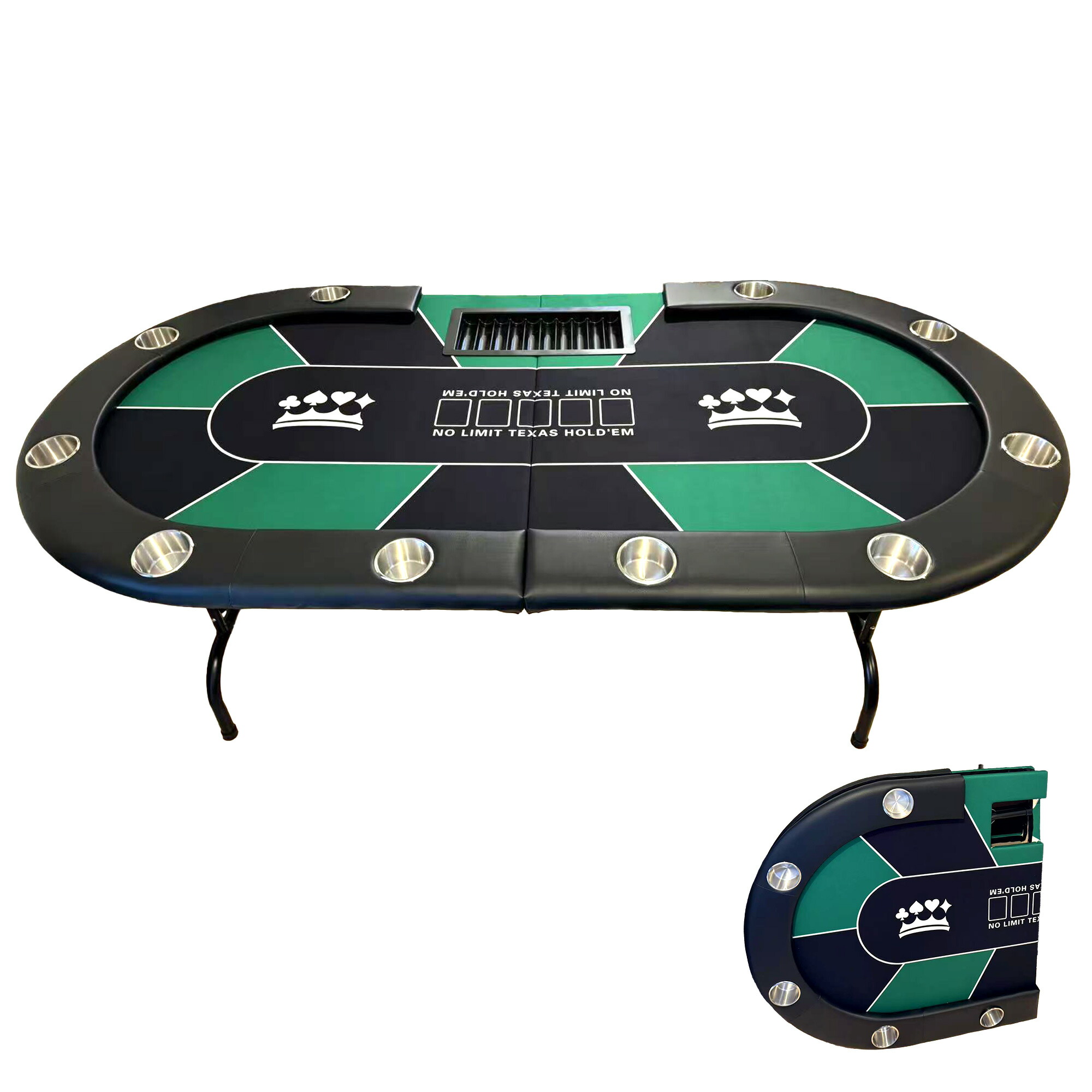 ポーカーテーブル 節約 折りたたみ 8人対応 最大500枚チップラック付き