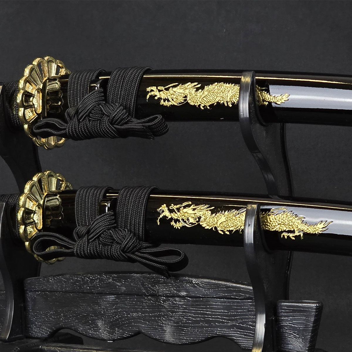 楽天市場】模造刀 美術刀 ミニミニ竜3点セット (黒) 刀掛台付・刀身竜