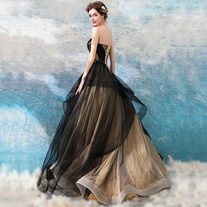 楽天市場】カラードレス 黒 ロングドレス ウエディングドレス 演奏会用