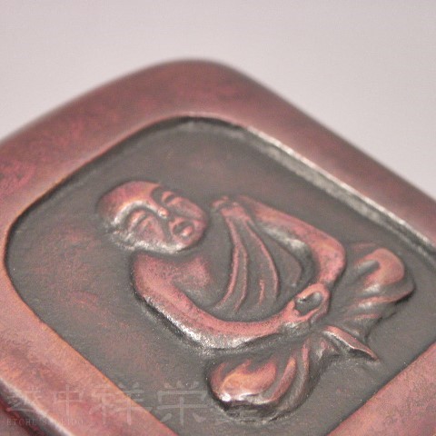 送料無料金工作家金谷宗林作銅製四方仏蓋置共箱煎茶道具