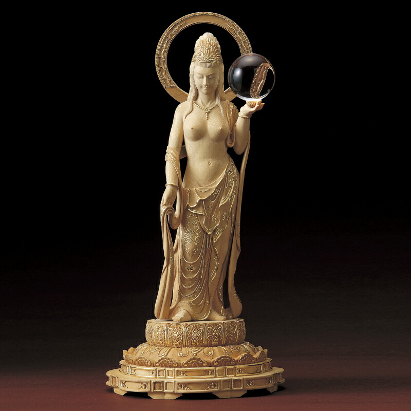 楽天市場】檜 手彫り 水晶 宝珠 『 裸 吉祥天 』 仏像 純金彩 仕上げ