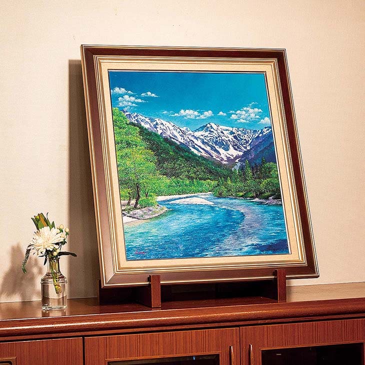 楽天市場】瀬良風香 肉筆油彩画『爽風上高地』大 名画 絵画 額装