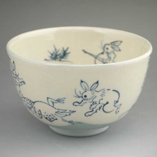 楽天市場】京焼 清水焼 粉引鳥獣戯画抹茶茶碗 陶仙NT : 京焼清水焼専門