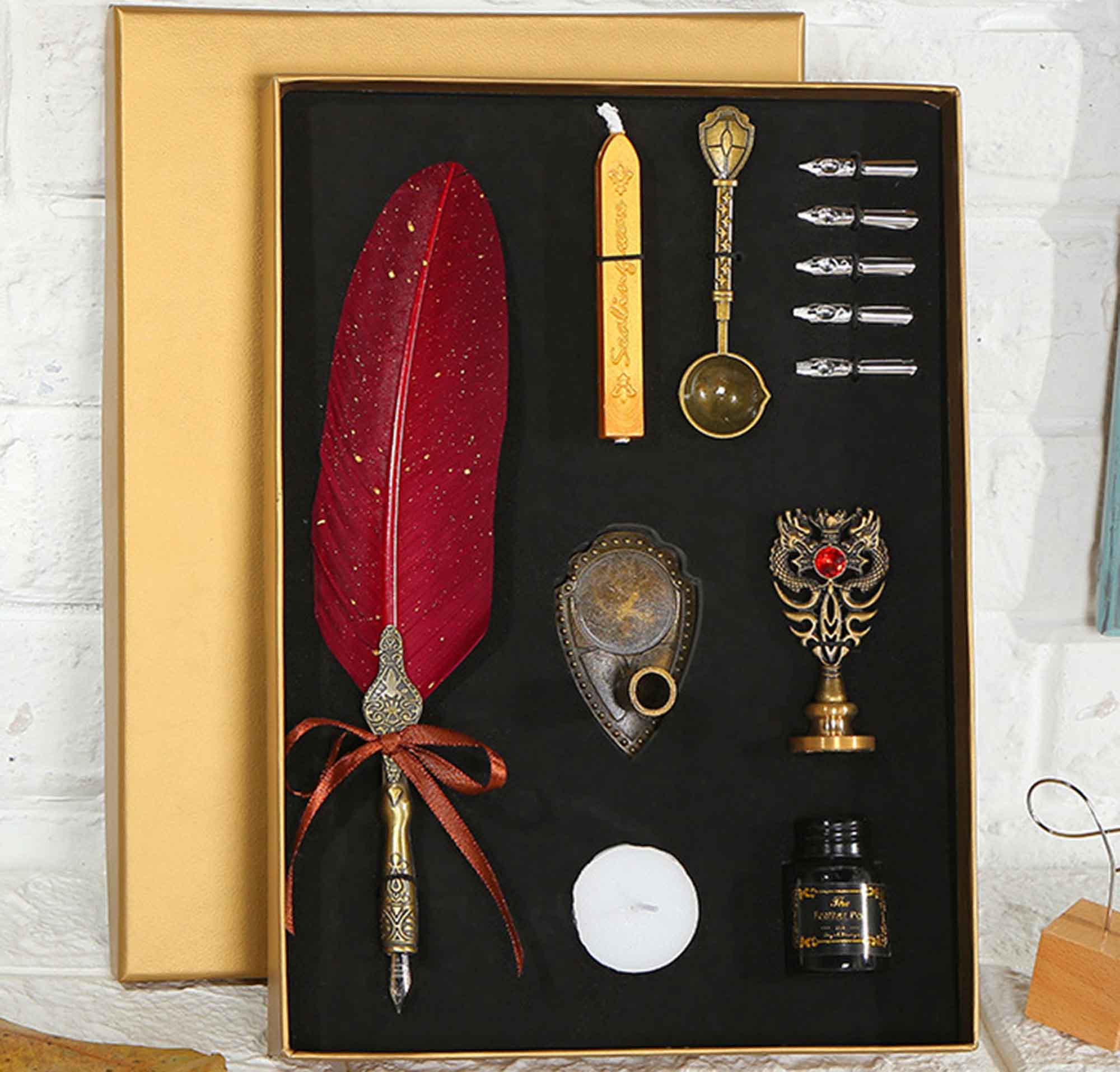 楽天市場】万年筆 羽ペンセット フェザー 羽ペン 羽根ペン セット