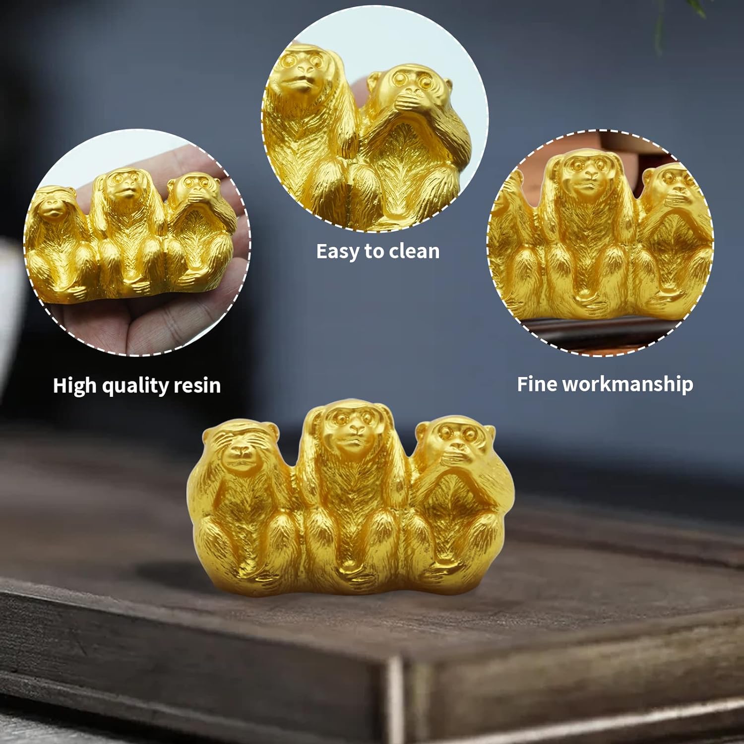 楽天市場】猿 置物 三猿 ゴールド さる オブジェ 見ざる 言わざる 聞か