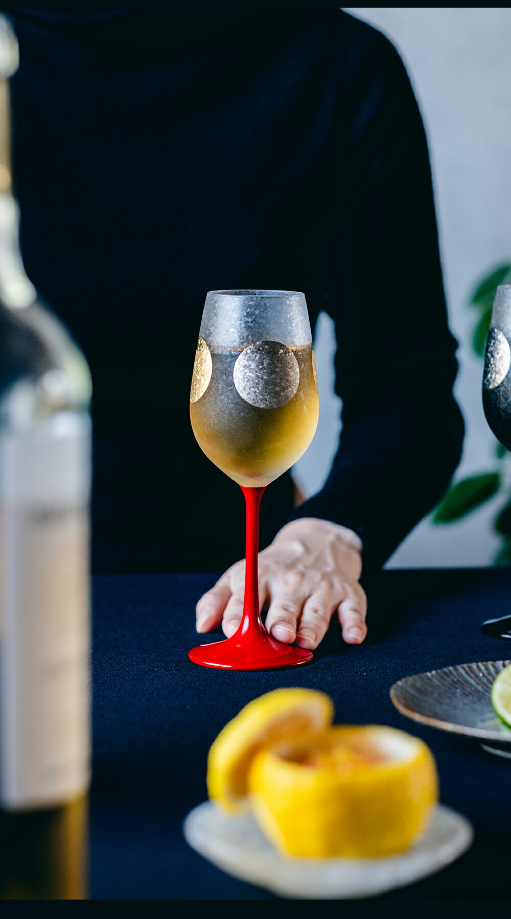 楽天市場】送料無料 和風 ワイングラス 【 日月 ステム ペア セット