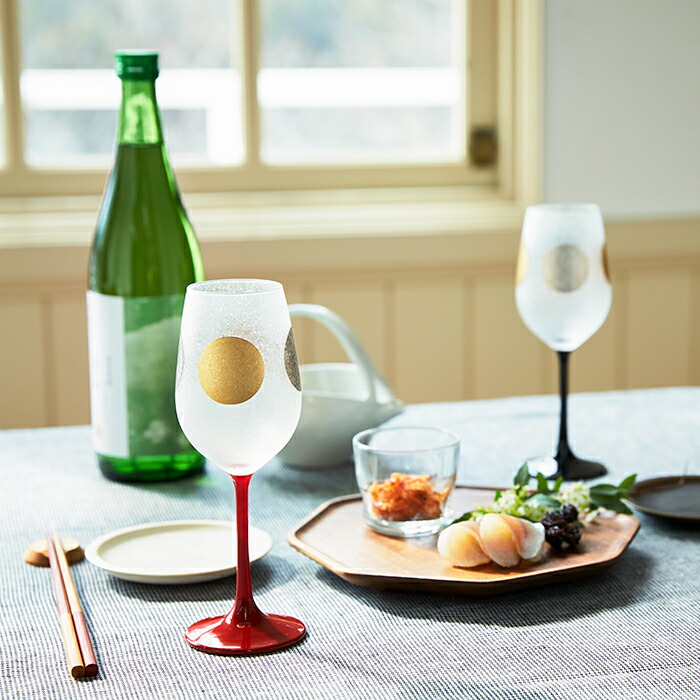 楽天市場】送料無料 和風 ワイングラス 【 日月 ステム ペア セット