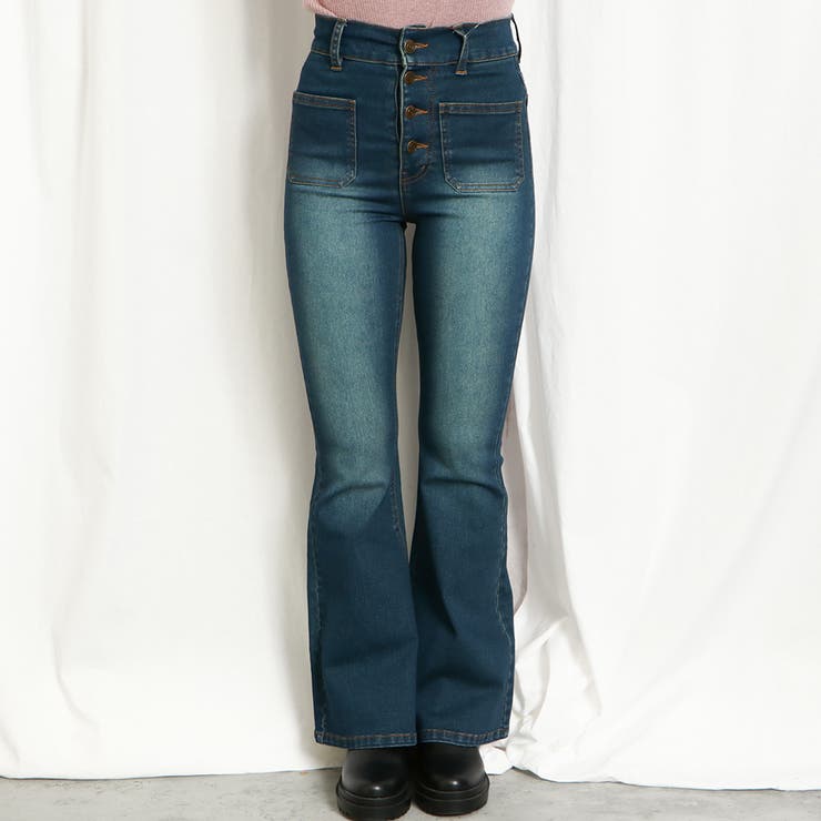 ANIECA ビックポケットバイカラーフレアパンツ ANIECA ビックポケット