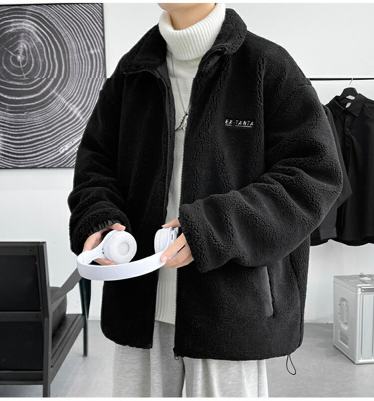 楽天市場】ボアジャケット メンズ ボアブルゾン 裏起毛 厚手 あったか