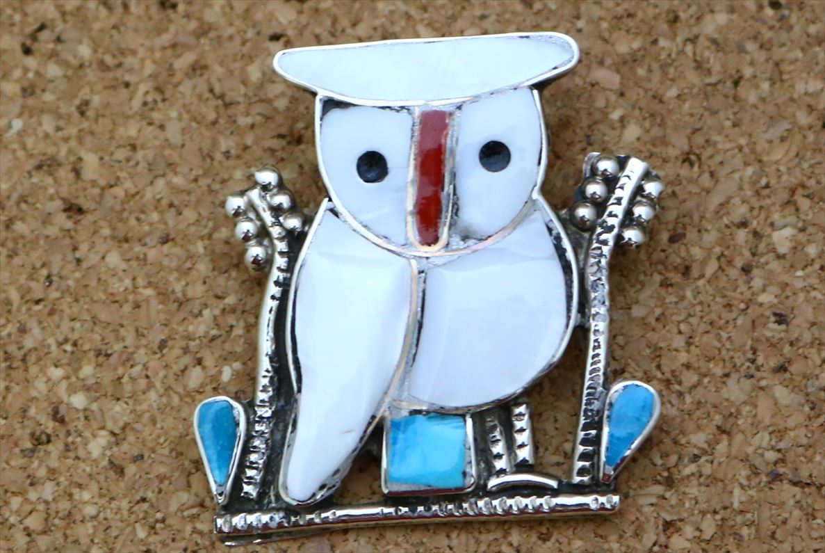 楽天市場】インディアンジュエリー ズニ族 ホワイト フクロウ 梟
